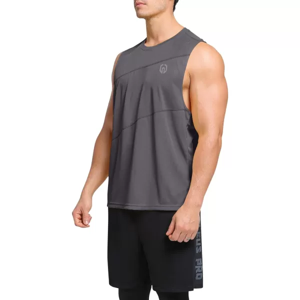 NELEUS Mens Dry Fit Workout Running Muscle Tank Top5054 BlackDark GreyBlue3 Pack