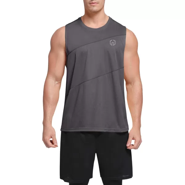 NELEUS Mens Dry Fit Workout Running Muscle Tank Top5054 BlackDark GreyLight Grey3 Pack