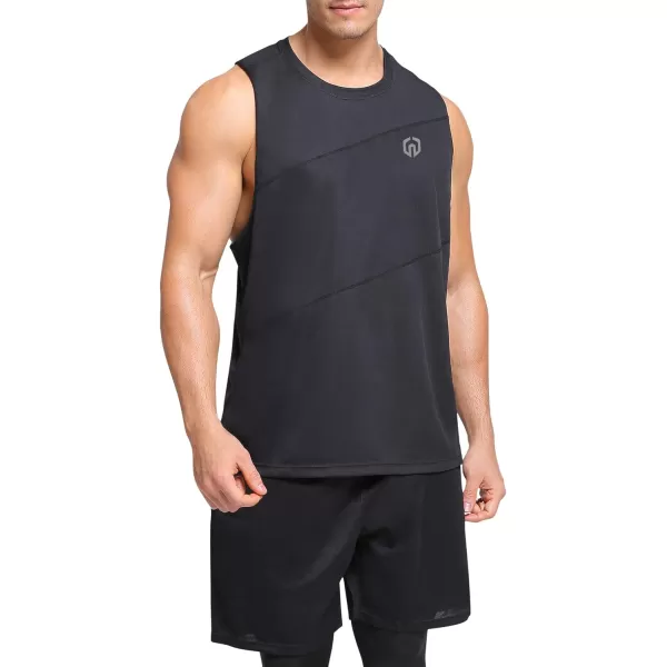 NELEUS Mens Dry Fit Workout Running Muscle Tank Top5054 BlackLight GreyNavy Blue3 Pack