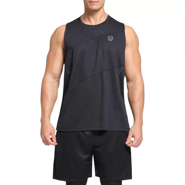NELEUS Mens Dry Fit Workout Running Muscle Tank Top5054 BlackLight GreyNavy Blue3 Pack