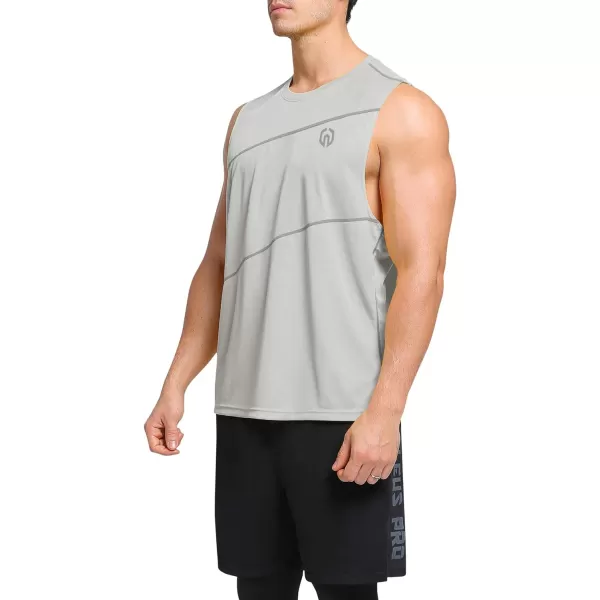 NELEUS Mens Dry Fit Workout Running Muscle Tank Top5054 BlackLight GreyNavy Blue3 Pack