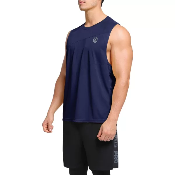 NELEUS Mens Dry Fit Workout Running Muscle Tank Top5054 BlackLight GreyNavy Blue3 Pack