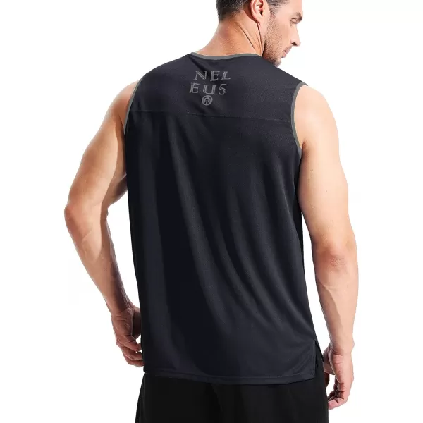 NELEUS Mens Dry Fit Workout Running Muscle Tank TopVneck BlackBlackBlack 3 Pack