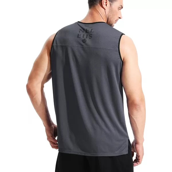 NELEUS Mens Dry Fit Workout Running Muscle Tank TopVneck BlackGreyBlue 3 Pack