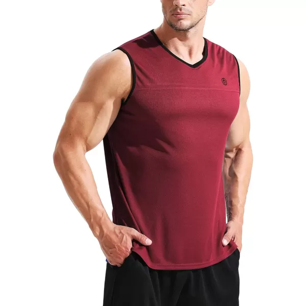 NELEUS Mens Dry Fit Workout Running Muscle Tank TopVneck BlackGreyRed 3 Pack