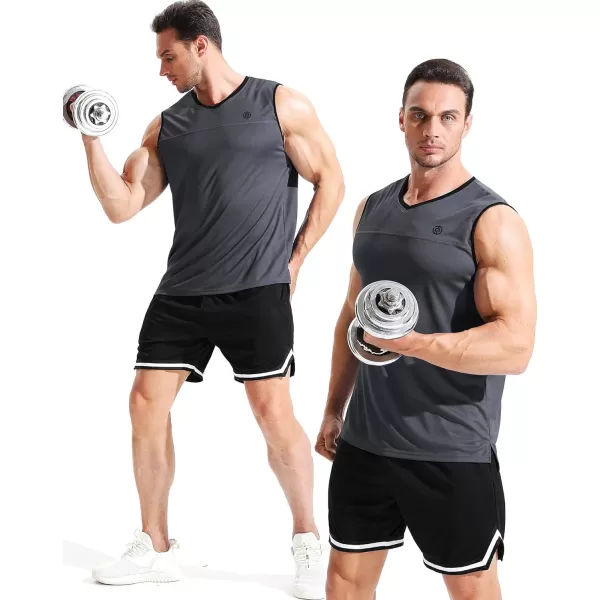 NELEUS Mens Dry Fit Workout Running Muscle Tank TopVneck BlackGreyWhite 3 Pack