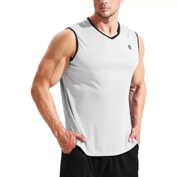 NELEUS Mens Dry Fit Workout Running Muscle Tank TopVneck BlackGreyWhite 3 Pack