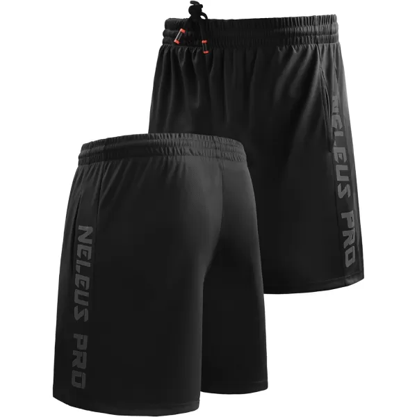 NELEUS Mens Lightweight Workout Athletic Shorts with Pockets6056 2 Packblack grey