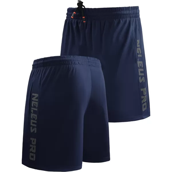 NELEUS Mens Lightweight Workout Athletic Shorts with Pockets6056 2 Packblack navy Blue