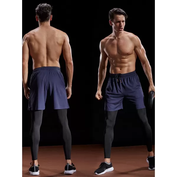 NELEUS Mens Lightweight Workout Athletic Shorts with Pockets6056 2 Packblack navy Blue