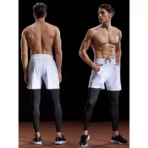 NELEUS Mens Lightweight Workout Athletic Shorts with Pockets6056 2 Packblack white