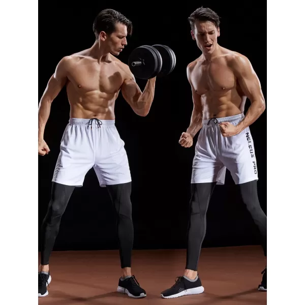 NELEUS Mens Lightweight Workout Athletic Shorts with Pockets6056 2 Packblack white