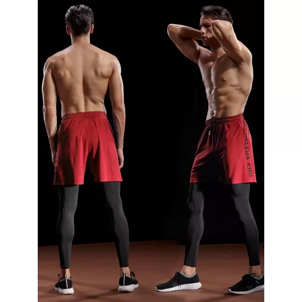 NELEUS Mens Lightweight Workout Athletic Shorts with Pockets6056 BlackGreyRed 3 Pack