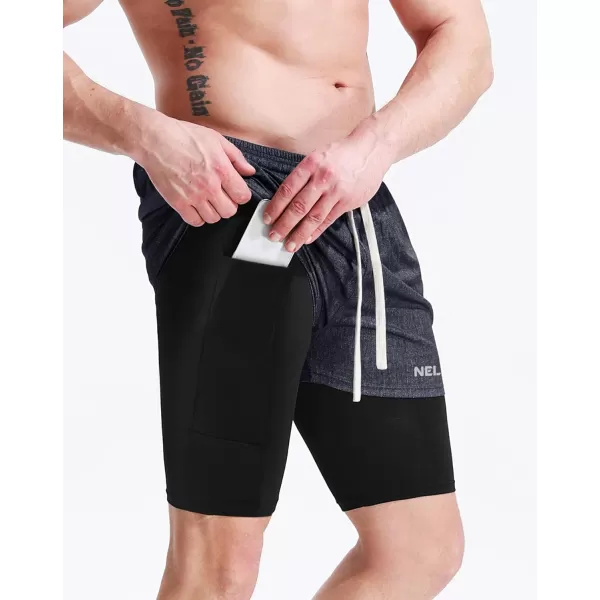 NELEUS Mens Lightweight Workout Athletic Shorts with Pockets6071 Dark Greyblack 3 Pack