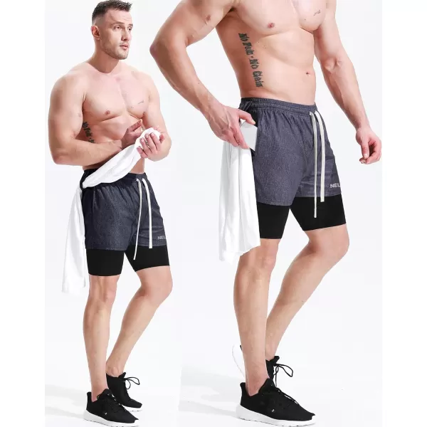 NELEUS Mens Lightweight Workout Athletic Shorts with Pockets6071 Dark Greyblack 3 Pack