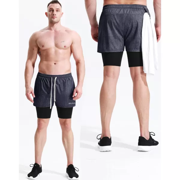 NELEUS Mens Lightweight Workout Athletic Shorts with Pockets6071 Dark Greyblack 3 Pack