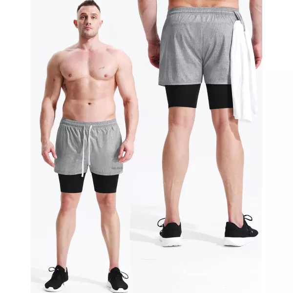 NELEUS Mens Lightweight Workout Athletic Shorts with Pockets6071 Dark Greyblack light Grey 2 Pack