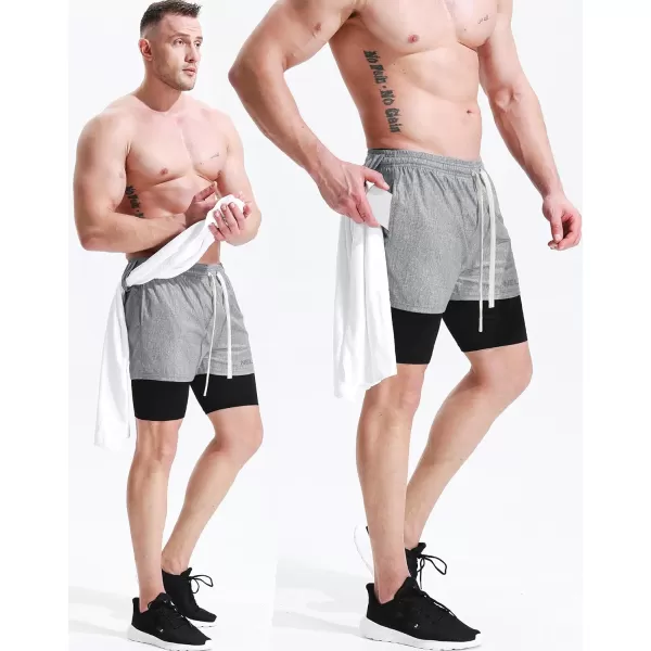 NELEUS Mens Lightweight Workout Athletic Shorts with Pockets6071 Dark Greyblack light Grey 2 Pack