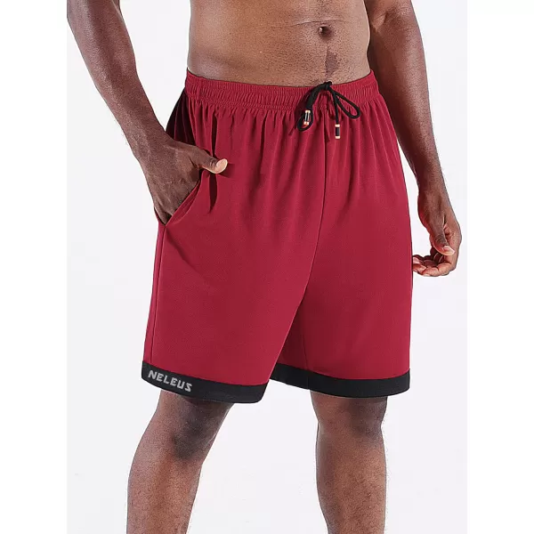 NELEUS Mens Lightweight Workout Athletic Shorts with Pockets6095 BlackGreyRed 3 Pack
