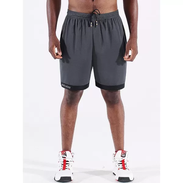 NELEUS Mens Lightweight Workout Athletic Shorts with Pockets6095 BlackGreyRed3 Pack