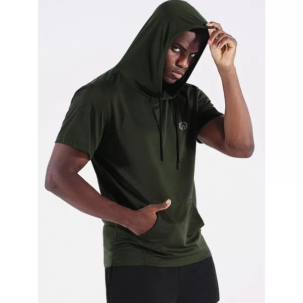 NELEUS Mens Running Shirt 3 Pack Dry Fit Mesh Athletic Workout Shirts with Hoods5100 3 PackblackBlueOlive Green