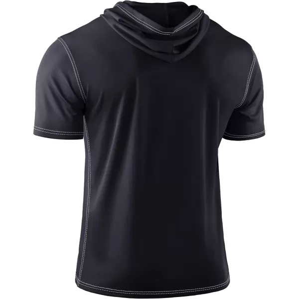 NELEUS Mens Running Shirt 3 Pack Dry Fit Mesh Athletic Workout Shirts with Hoods5118 BlackBlackBlack3 Pack