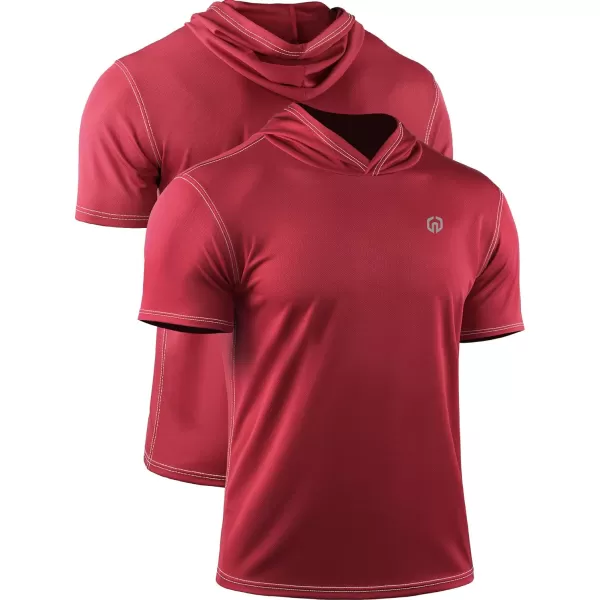 NELEUS Mens Running Shirt 3 Pack Dry Fit Mesh Athletic Workout Shirts with Hoods5118 BlackGreyRed3 Pack