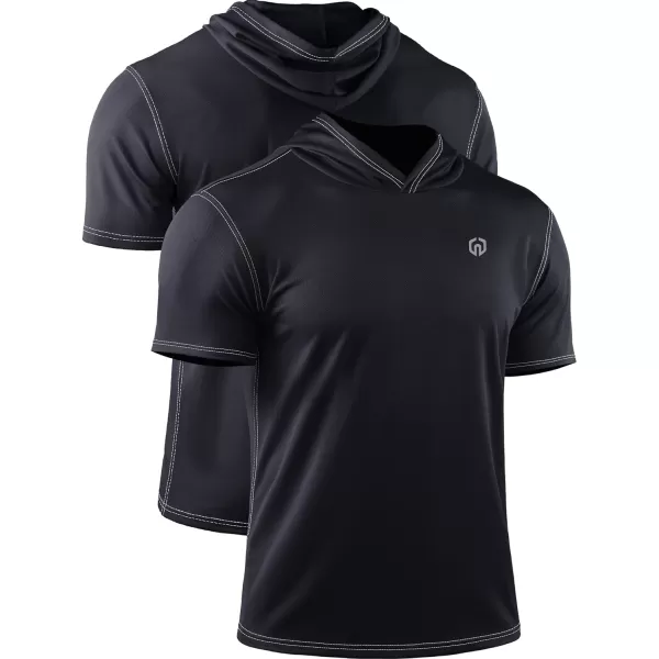 NELEUS Mens Running Shirt 3 Pack Dry Fit Mesh Athletic Workout Shirts with Hoods5118 BlackGreyRed3 Pack