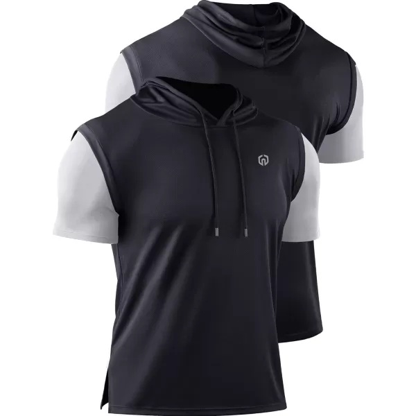 NELEUS Mens Running Shirt 3 Pack Dry Fit Mesh Athletic Workout Shirts with Hoods5123 BlackBlackBlack3 Pack
