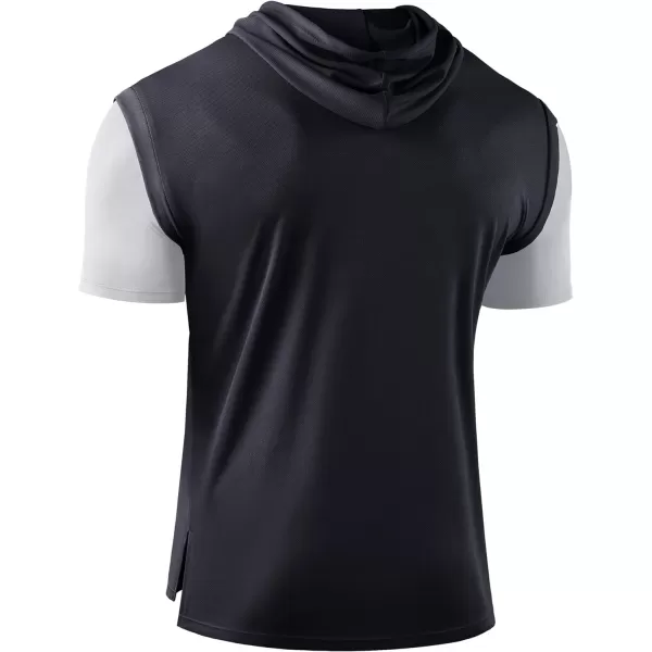 NELEUS Mens Running Shirt 3 Pack Dry Fit Mesh Athletic Workout Shirts with Hoods5123 BlackBlackBlack3 Pack