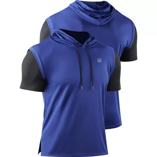 NELEUS Mens Running Shirt 3 Pack Dry Fit Mesh Athletic Workout Shirts with Hoods5123 BlackGreyBlue3 Pack