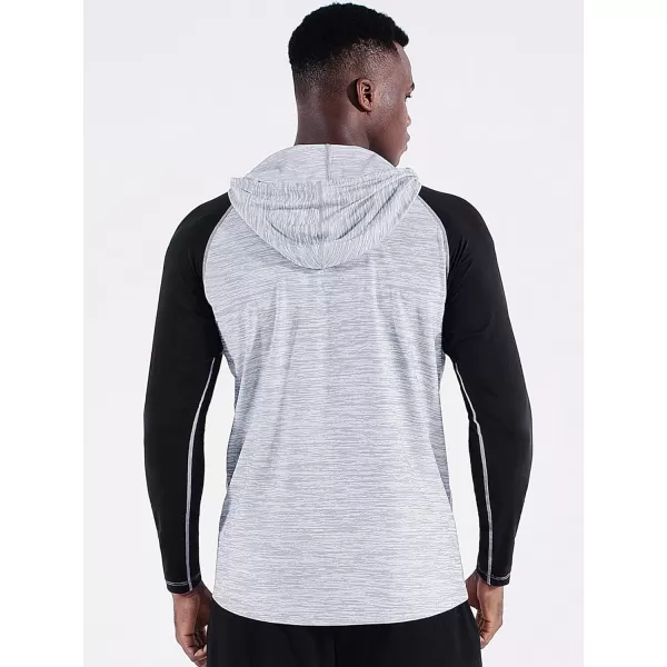 NELEUS Mens Running Shirt Long Sleeve Workout Shirts with Hoods5102 2 Packdark GreyLight Grey