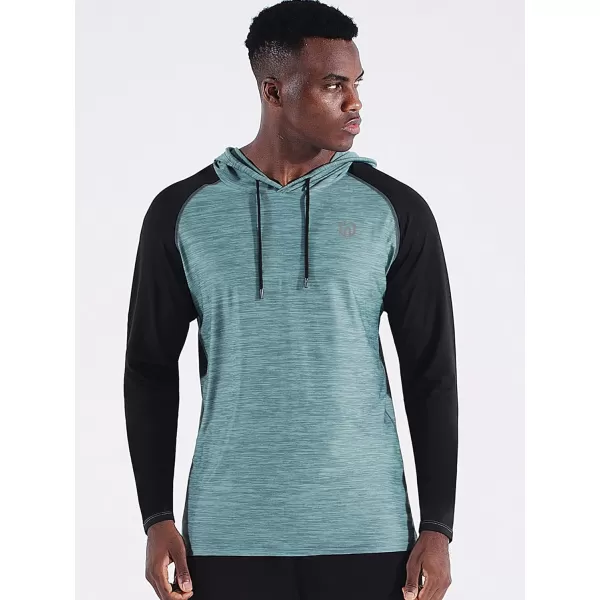 NELEUS Mens Running Shirt Long Sleeve Workout Shirts with Hoods5102 Dark GreyLight GreenRed3 Pack