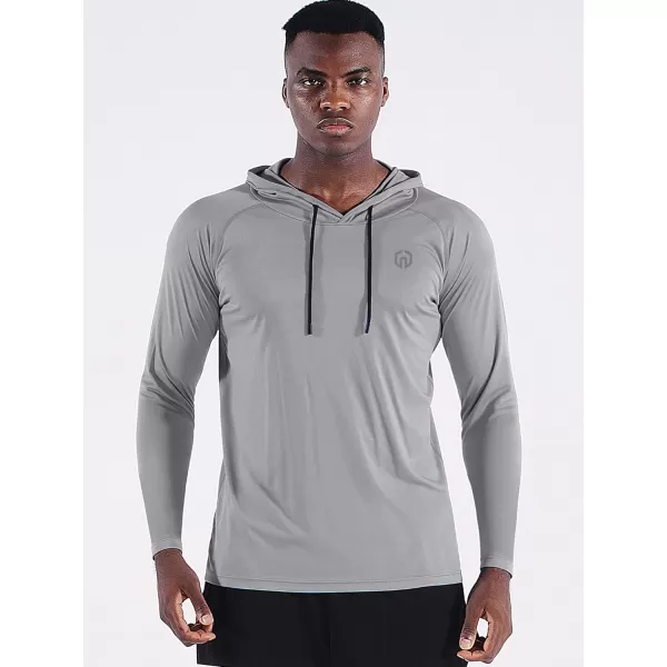 NELEUS Mens Running Shirt Long Sleeve Workout Shirts with HoodsUpf 50 BlackGrey2 Pack