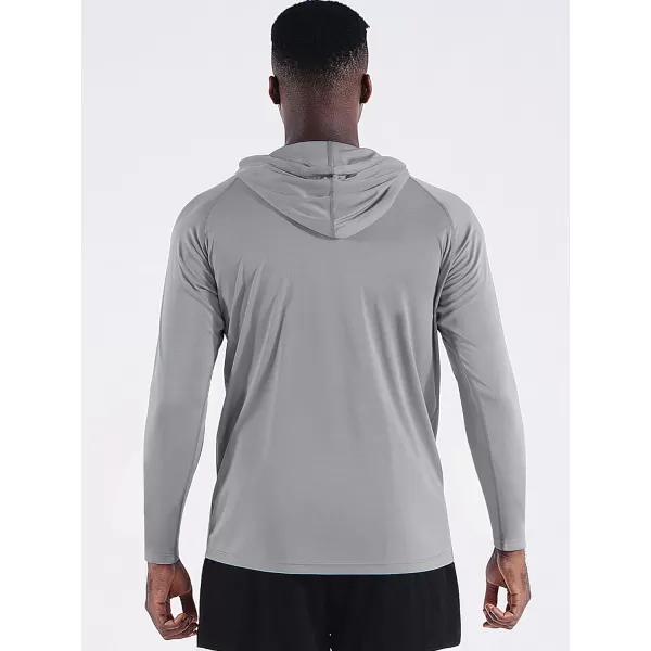 NELEUS Mens Running Shirt Long Sleeve Workout Shirts with HoodsUpf 50 BlackGrey2 Pack