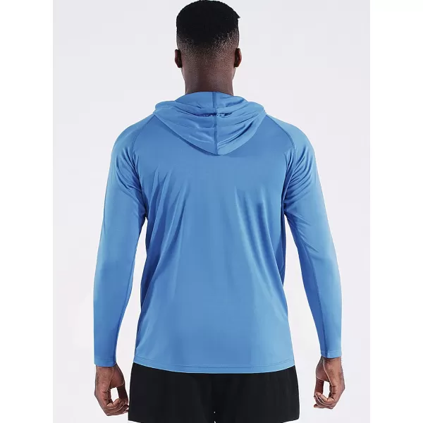 NELEUS Mens Running Shirt Long Sleeve Workout Shirts with HoodsUpf 50 BlackGreyLight Blue3 Pack