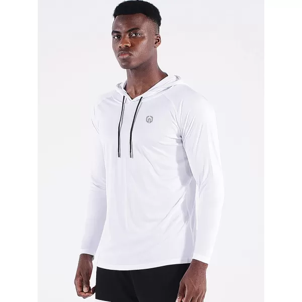 NELEUS Mens Running Shirt Long Sleeve Workout Shirts with HoodsUpf 50 BlackGreyWhite3 Pack