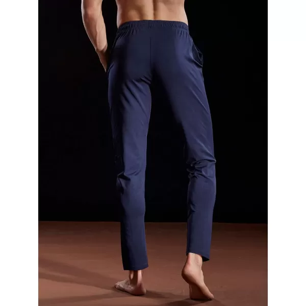 NELEUS Mens Workout Athletic Running Tapered PantsTapered 7006 2 Pack Blacknavy Blue