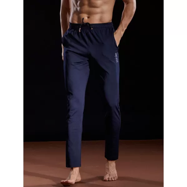 NELEUS Mens Workout Athletic Running Tapered PantsTapered 7006 2 Pack Blacknavy Blue