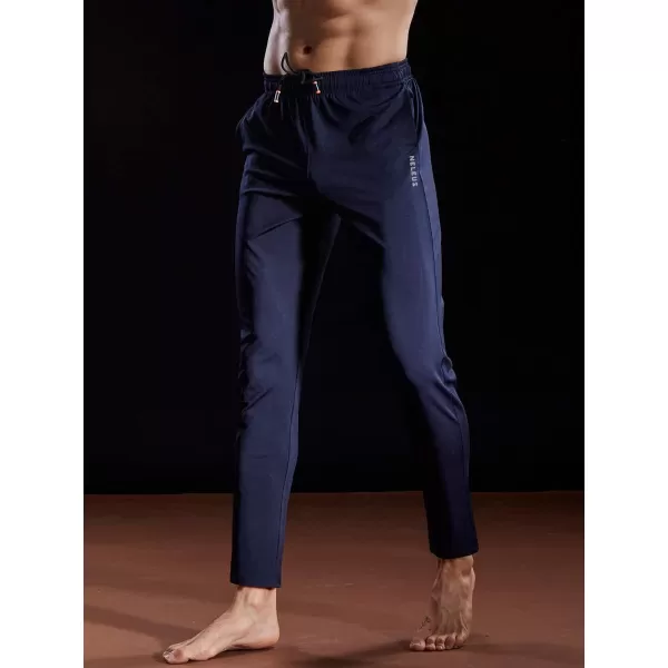 NELEUS Mens Workout Athletic Running Tapered PantsTapered 7006 2 Pack Blacknavy Blue