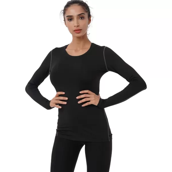 NELEUS Womens 3 Pack Athletic Compression Long Sleeve T Shirt Dry Fit03 3 Pack Black