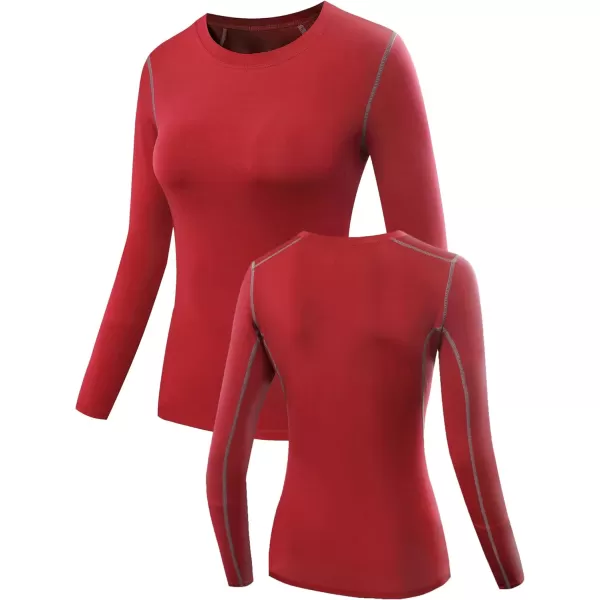 NELEUS Womens 3 Pack Athletic Compression Long Sleeve T Shirt Dry Fit03 3 Pack Blackgreyred