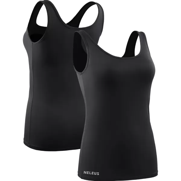 NELEUS Womens 3 Pack Athletic Compression Tank Top with Sport Bra Running Shirt8087 BlackBlackBlack