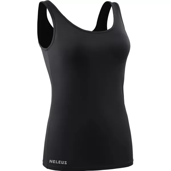 NELEUS Womens 3 Pack Athletic Compression Tank Top with Sport Bra Running Shirt8087 BlackBlackBlack