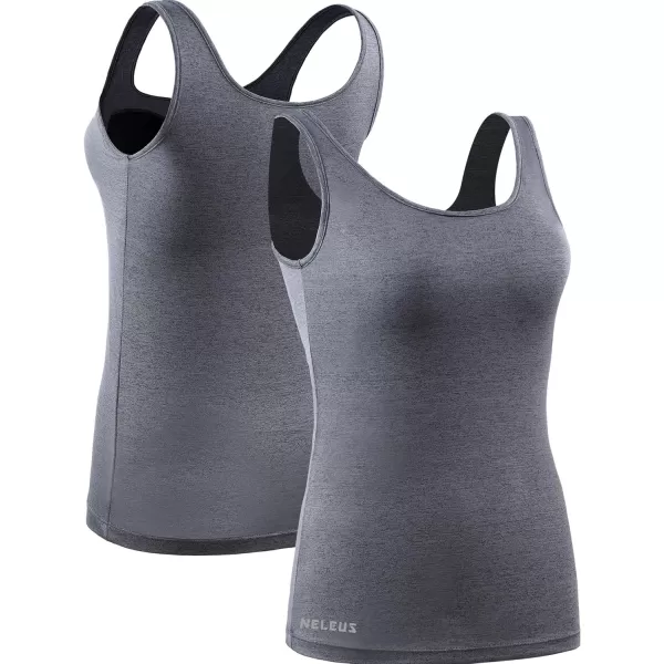 NELEUS Womens 3 Pack Athletic Compression Tank Top with Sport Bra Running Shirt8087 BlackGreyBlue