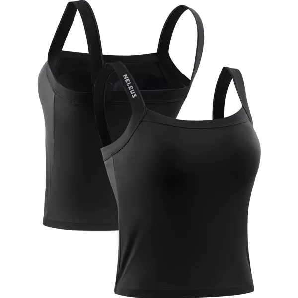 NELEUS Womens 3 Pack Athletic Compression Tank Top with Sport Bra Running Shirt8088 BlackBlackBlack