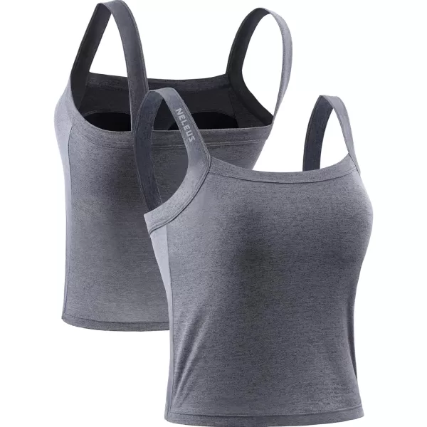 NELEUS Womens 3 Pack Athletic Compression Tank Top with Sport Bra Running Shirt8088 BlackGreyBlue