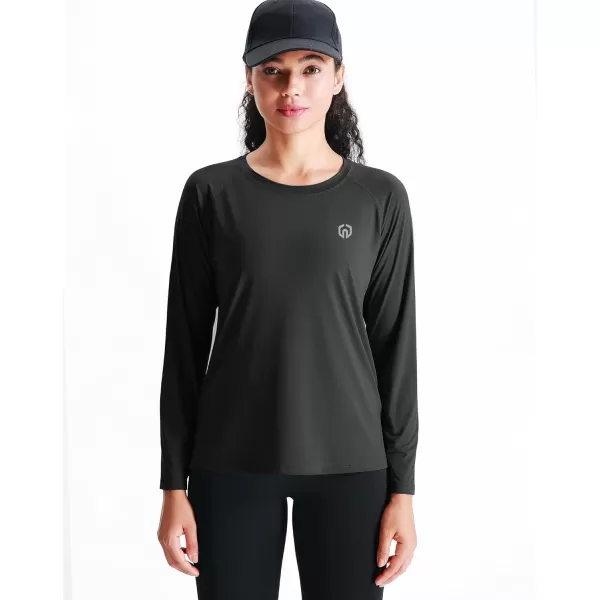 NELEUS Womens Dry Fit Workout Running Long Sleeve Shirt8024 BlackGrayish BlueBlackish Green3 Pack