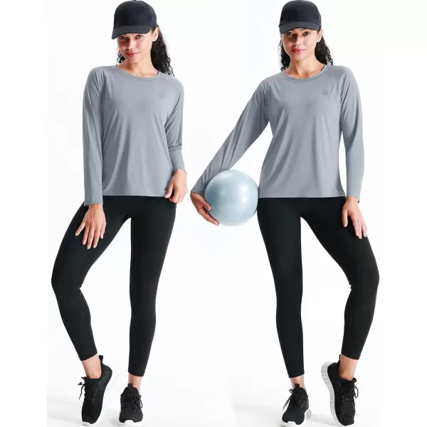 NELEUS Womens Dry Fit Workout Running Long Sleeve Shirt8024 BlackGrayish BlueBlackish Green3 Pack