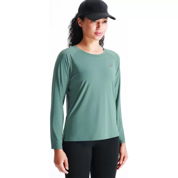 NELEUS Womens Dry Fit Workout Running Long Sleeve Shirt8024 BlackGreyBlackish Green3 Pack